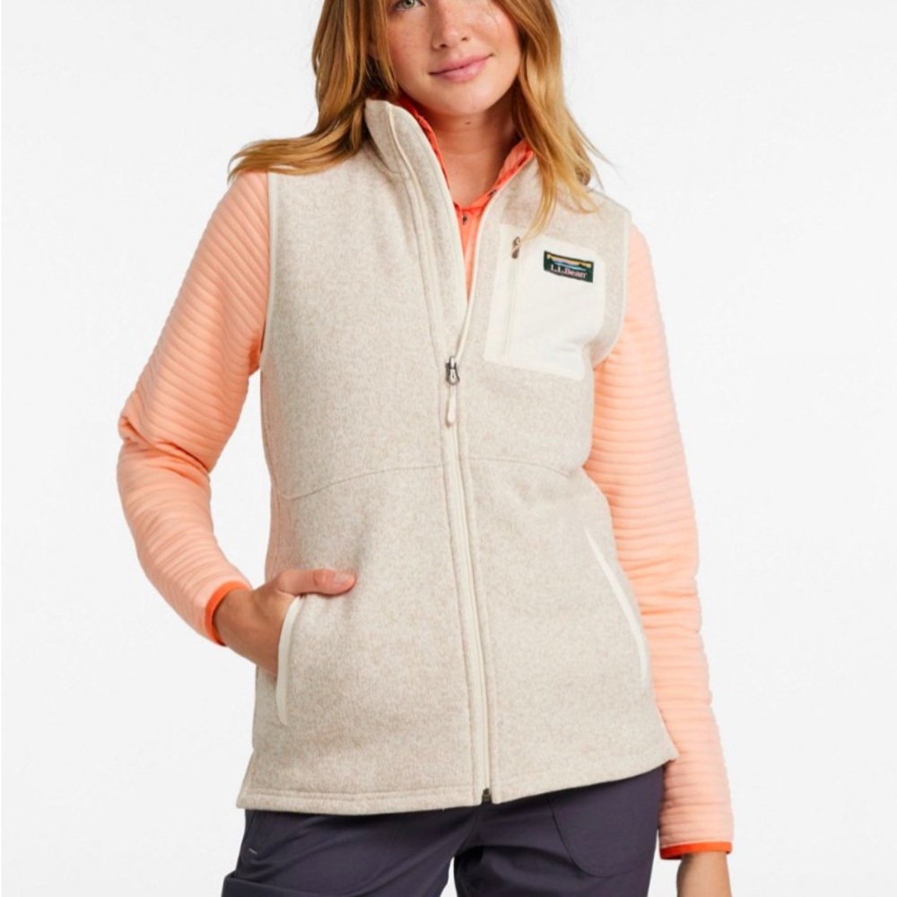 L.L. Bean Sweater Fleece Long Vest ~ Womens